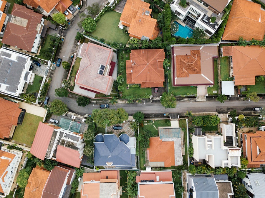 Aerial view of a Florida residential neighborhood